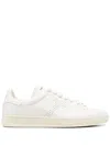 Tom Ford 'waiwick' White Low Top Sneakers With Perforated Logo On The Side And Logo Patch On The Tongue In Nude