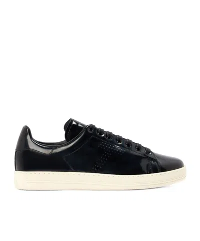 Tom Ford Low-top Leather Sneakers In Black