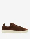 Tom Ford Khaki Suede Low Top Sneakers With Rubber Sole In Brown