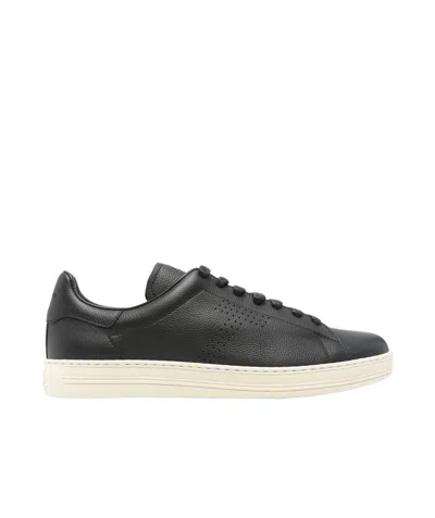 Tom Ford Low-top Leather Sneakers In Black