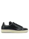 Tom Ford Textured Crocodile Pattern Sneakers With Rubber Sole In Black