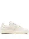 Tom Ford 'waiwick' White Low Top Sneakers With Perforated Logo On The Side And Logo Patch On The Tongue In Neutral