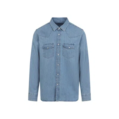Tom Ford Classic Denim Shirt With Button-down Front In Blue