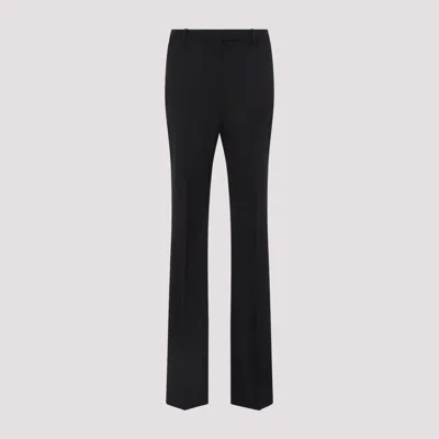 Tom Ford Washed Cotton Silk Blend Duchesse Tailored Straight Pants In Black