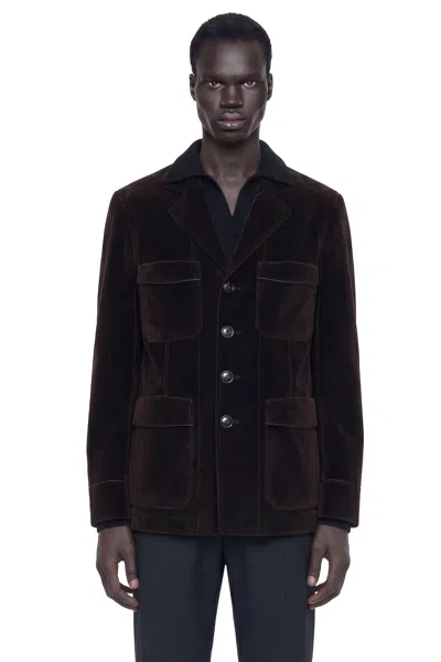 Tom Ford Washed Flocked Tricotine Jacket In Multi