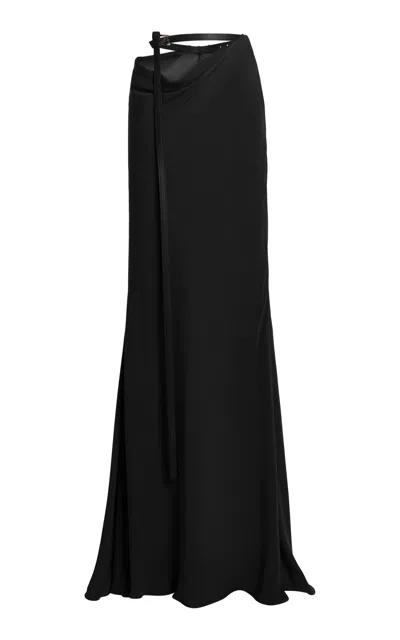 Tom Ford Washed Silk Flared Maxi Skirt In Black