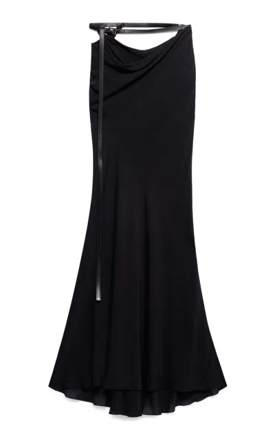 Tom Ford Washed Silk Flared Maxi Skirt In Black