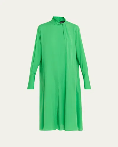 Tom Ford Washed Silk Georgette Belted Midi Dress In Multi