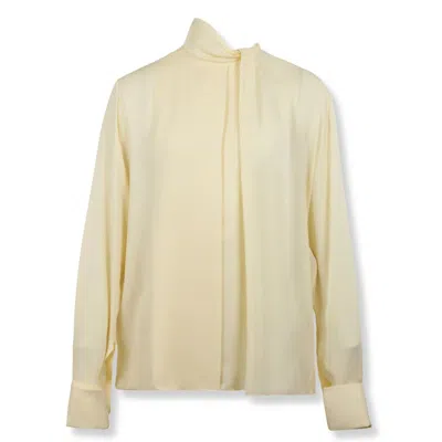 Tom Ford Washed Silk Georgette Draped Blouse In Multi