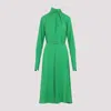 Tom Ford Silk Long Sleeve Midi Dress Belted In Green