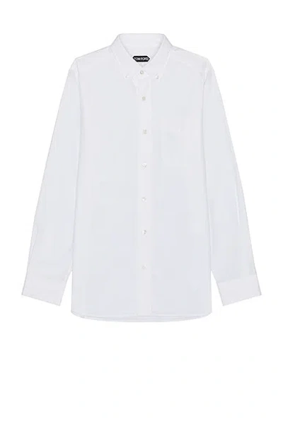 Tom Ford Washed Stretch Oxford Slim Fit Leisure Shirt In White