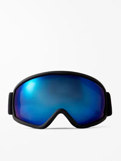 Tom Ford Webbing-trimmed Mirrored Ski Goggles In Blue