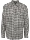 Tom Ford Checked Long-sleeved Shirt In Black