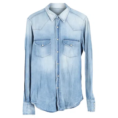 Tom Ford Western Denim Shirt In Light Blue Cotton