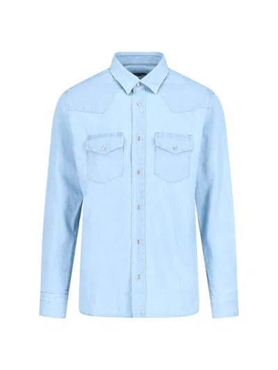 Tom Ford Western Denim Shirt In Blue