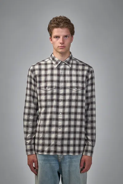 Tom Ford Western Fluid Check Slim Fit Western Shirt In Gray