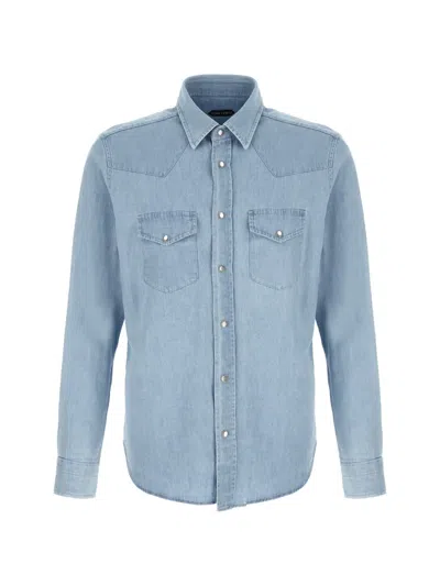 Tom Ford Western Shirt Front Pockets Point Collar Yoke In Multi