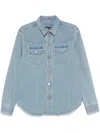 Tom Ford Light Blue Western Panel Shirt With Flap Pockets In Blue