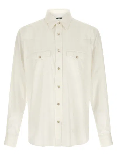 Tom Ford Western-style Cotton Shirt In Cream