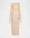 Tom Ford Asymmetric Cape Maxi Dress In Blush