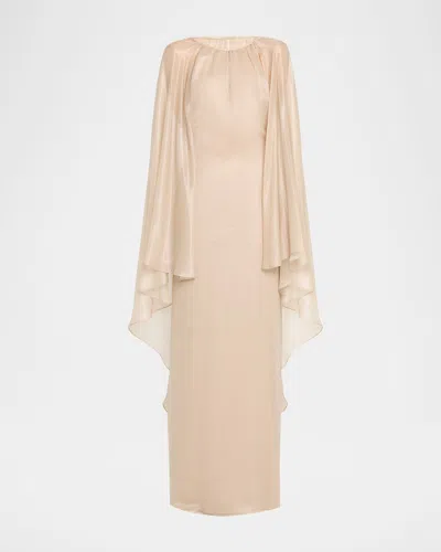 Tom Ford Wet Look Flowy Caftan Gown In Blush