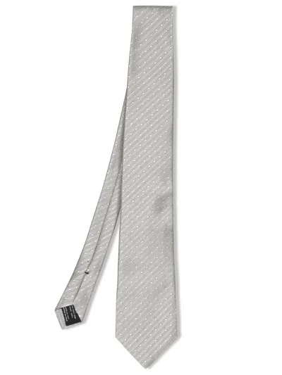 Tom Ford White And Gold Silk Tie In Metallic