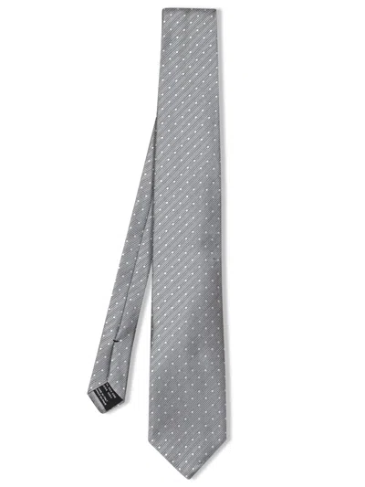 Tom Ford White And Silver Polka Dot Tie In Orange
