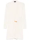 Tom Ford V-neck Draped Mini Dress With Buckle Detail In Weiss