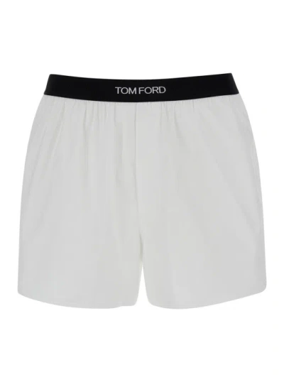 Tom Ford White Briefs With Branded Band In Tech Fabric