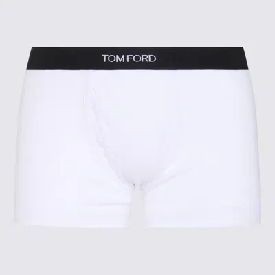 Tom Ford White Cotton Blend Boxer In Black