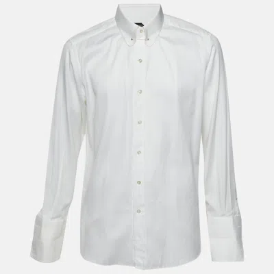 Pre-owned Tom Ford White Cotton Collar Pin Detail French Cuff Shirt Xxl
