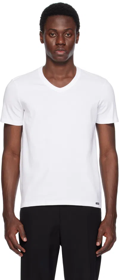 Tom Ford Cotton Pocket T-shirt In Aw002 White