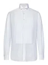 Tom Ford White Cotton Tuxedo Shirt With Pleated Plastron In White