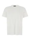 Tom Ford White Crewneck T-shirt With Tf Embroidery In Lyocell And Cotton Blend Man