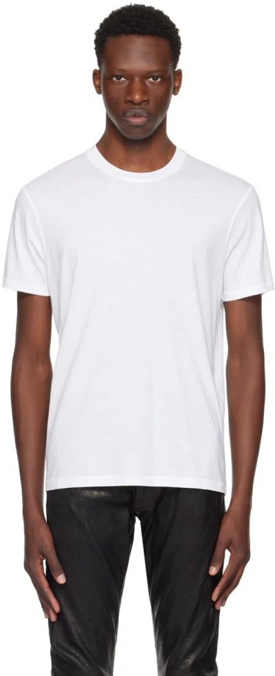 Tom Ford White Crewneck T-shirt In Ecru