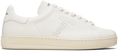 Tom Ford White Grain Leather Warwick Sneakers