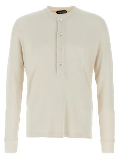 TOM FORD WHITE HENLEY T-SHIRT