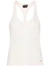 Tom Ford Ribbed-knit Racerback Top In Beige