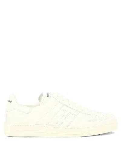 Tom Ford White Lace-up Sneaker For Men With Logo Details