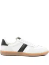 Tom Ford Archer White Low Top Sneakers With Logo Lettering On Tongue And Heel And Contrasting Heel In Leather