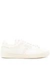 Tom Ford 'waiwick' White Low Top Sneakers With Perforated Logo On The Side And Logo Patch On The Tongue In White
