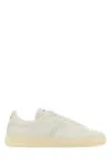 Tom Ford Leather Warwick Sneakers Rubber Sole Perforated Detailing In White