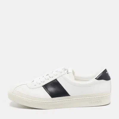Pre-owned Tom Ford White Leather Warwick Lace Up Sneakers Size 43.5