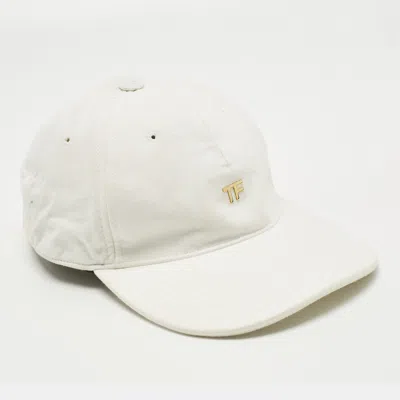 Pre-owned Tom Ford White Logo Canvas Baseball Cap Onesize