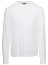 Tom Ford White Long-sleeved Basic T-shirt With Cuffs In Lyocell Blend Man In Multicolor