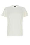 Tom Ford White Crewneck T-shirt With Tf Embroidery In Lyocell And Cotton Blend Man