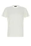 Tom Ford White Crewneck T-shirt With Tf Embroidery In Lyocell And Cotton Blend Man