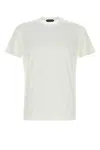 Tom Ford White Crewneck T-shirt With Tf Embroidery In Lyocell And Cotton Blend Man