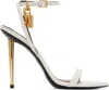 Tom Ford White Padlock Pointy Naked Heeled Sandals In 1w003 Chalk