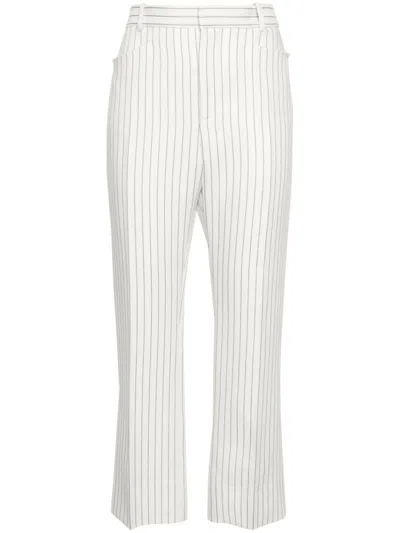 TOM FORD WHITE PINSTRIPE PANTS